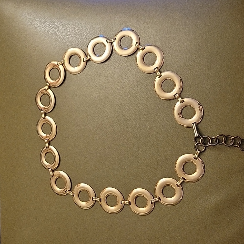VTG large gold circle chain belt 34"
